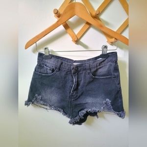 Black frayed distressed‎ high cut shorts uk12